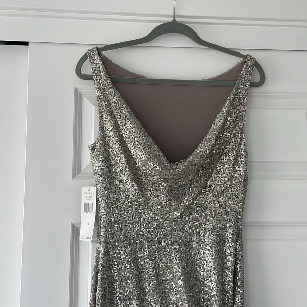 Long silver sequin dress. Lauren. Size 10. New with tags. - Picture 4 of 6